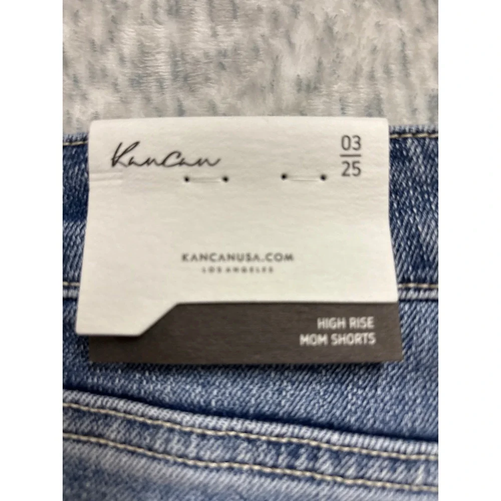 Kancan The Mom II Short High Rise Medium Wash Frayed Denim KC70092M Size 3/25 03